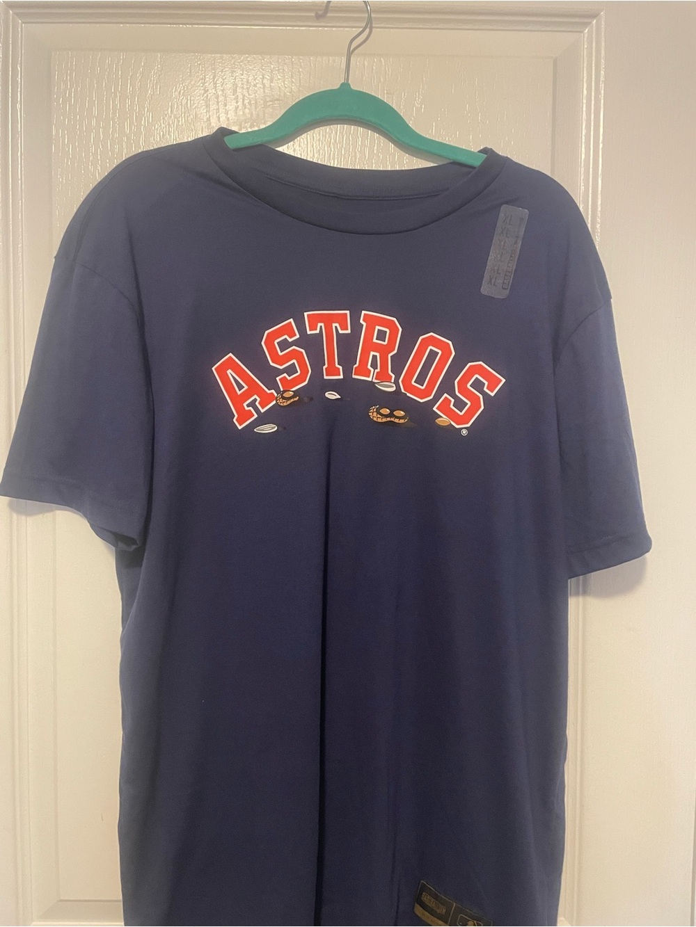 MLB Astros Navy Blue Short Sleeve Tee with Red Lettering